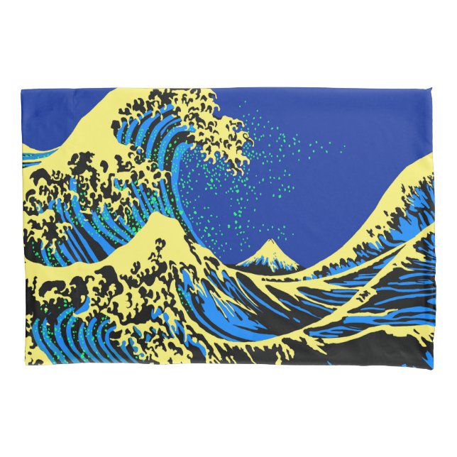 The Great Hokusai Wave in Pop Art Style Pillow Case (Front-Left)