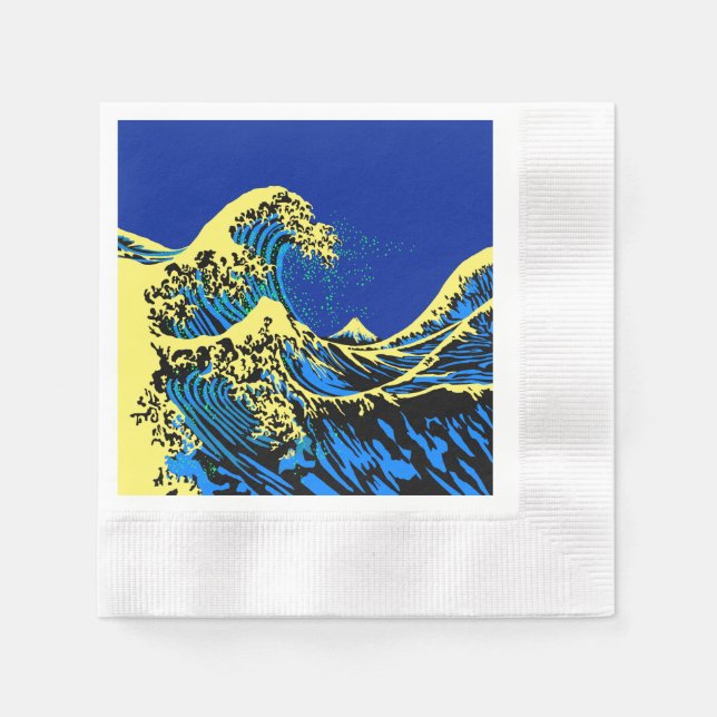 The Great Hokusai Wave in Pop Blue Napkins (Front)