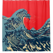 The Great Wave Shower Curtains Zazzle, The Great Red Wave Shower Curtain