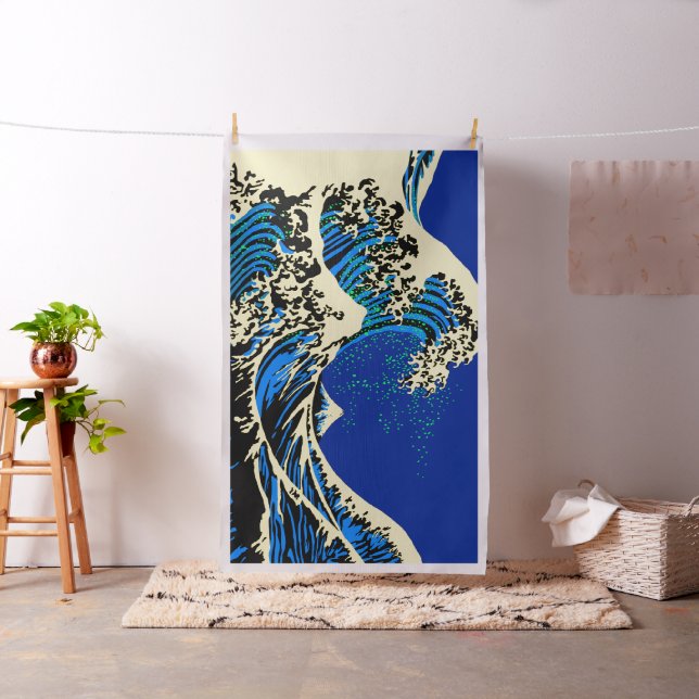 The Great Hokusai Wave in Vibrant Pop Style Fabric (In Situ)