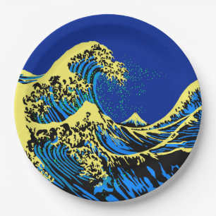 The Great Hokusai Wave in Vibrant Pop Style Paper Plates