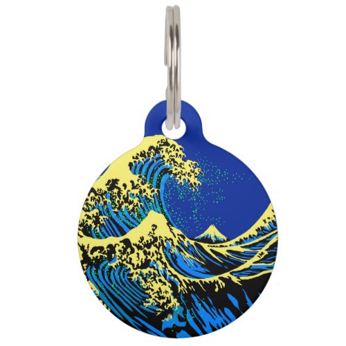 The Great Hokusai Wave in Vibrant Pop Style Pet Tag