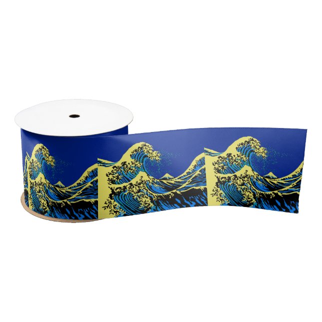 The Great Hokusai Wave in Vibrant Pop Style Satin Ribbon (Spool)