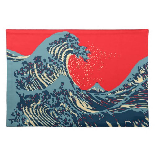 The Great Hokusai Wave in Vibrant Style Cloth Placemat