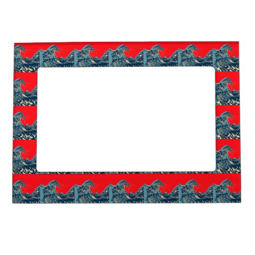 The Great Hokusai Wave in Vibrant Style Magnetic Photo Frame