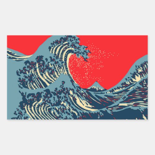 The Great Hokusai Wave in Vibrant Style Rectangular Sticker