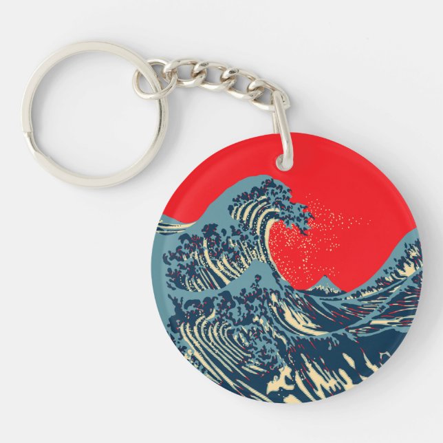 The Great Hokusai Wave Pop Decor Keychain (Front)
