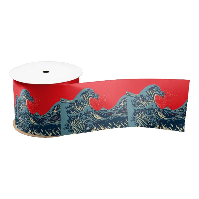 The Great Hokusai Wave Pop Decor Satin Ribbon (Spool)