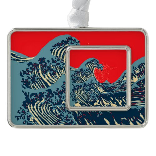 The Great Hokusai Wave Pop Decor Silver Plated Framed Ornament