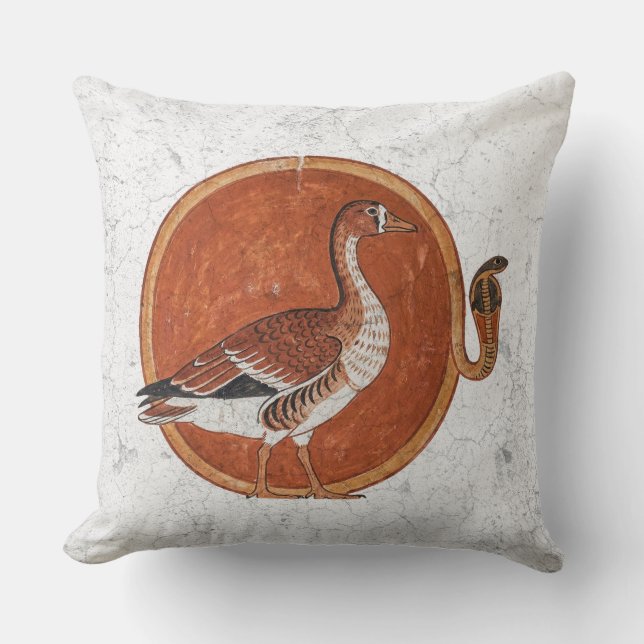 The Great Honker: Ancient Egyptian Solar Goose Throw Pillow (Front)