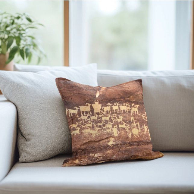 The Great Hunt Panel Pictograph 9 Mile Canyon  Throw Pillow (Creator Uploaded)
