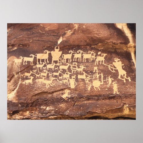 The Great Hunt Panel Pictograph 9 Mile Canyon Utah Poster