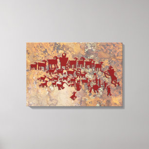 The Great Hunt Petroglyph Panel Canvas Print