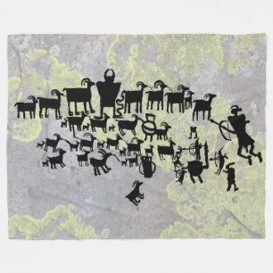 The Great Hunt Petroglyph Panel Fleece Blanket