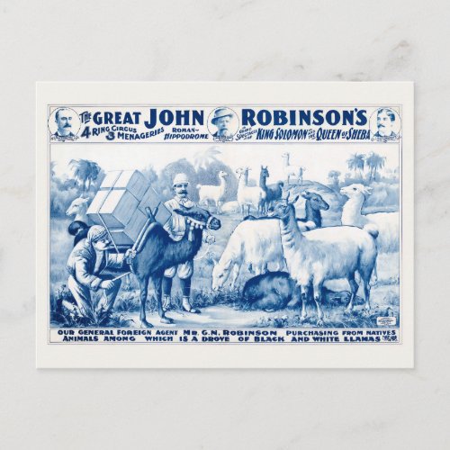 The Great John Robinsons Circus Vintage Poster Postcard