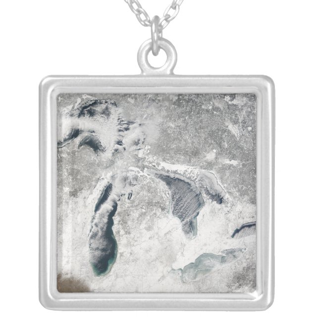 The Great Lakes 2 Silver Plated Necklace (Front)