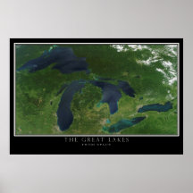 The Great Lakes From Space Satellite Map