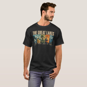 The Great Lakes Landmarks Illustration Vintage T-Shirt