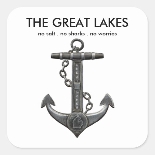 The Great Lakes nautical anchor design    Square Sticker