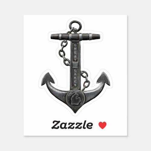 The Great Lakes nautical anchor design    Sticker