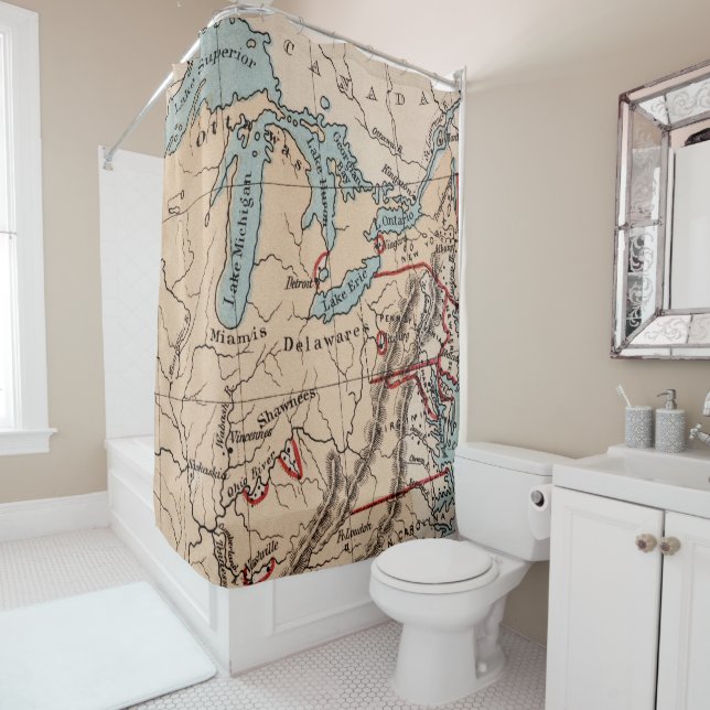 The Great Lakes of North America Map Shower Curtain (In Situ)