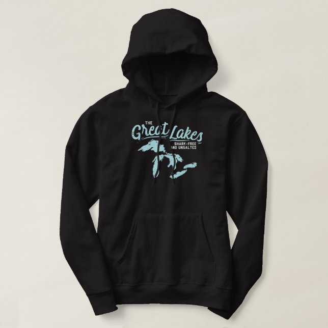 The Great Lakes Shark Free And Unsalted Summer Vac Hoodie (Design Front)