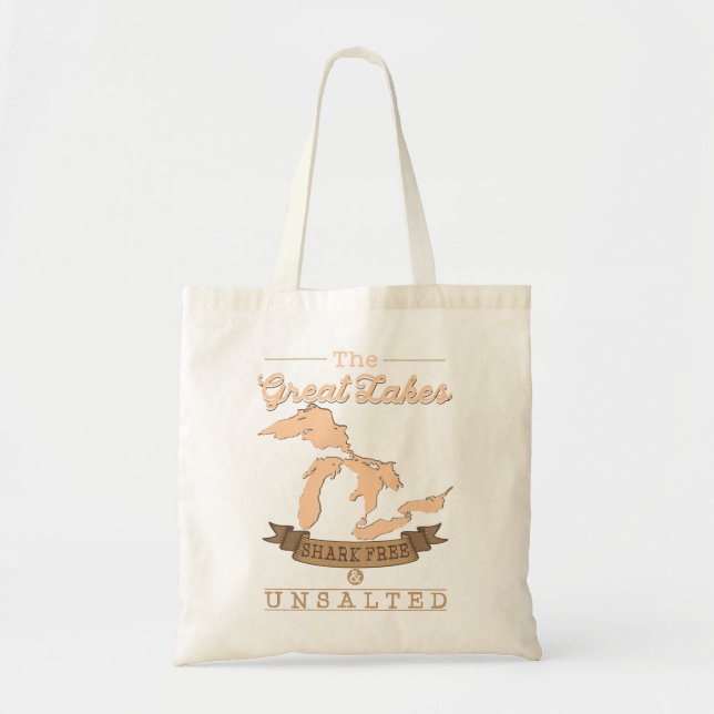 The Great Lakes Shark Free Unsalted Michigan Gift  Tote Bag (Front)