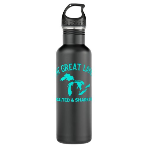 The Great Lakes Unsalted  Shark Free Michigan Gif Stainless Steel Water Bottle