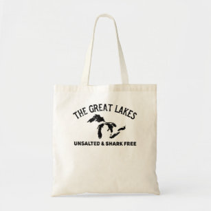 The Great Lakes Unsalted & Shark Free Michigan Gif Tote Bag