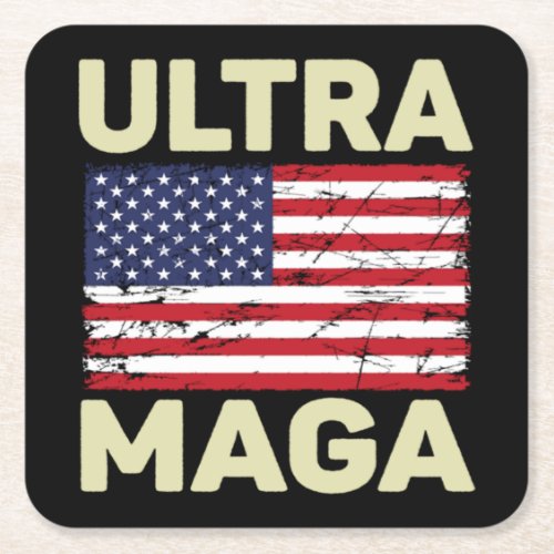 The Great Maga King Donald Trump _ Ultra Mega Eagl Square Paper Coaster
