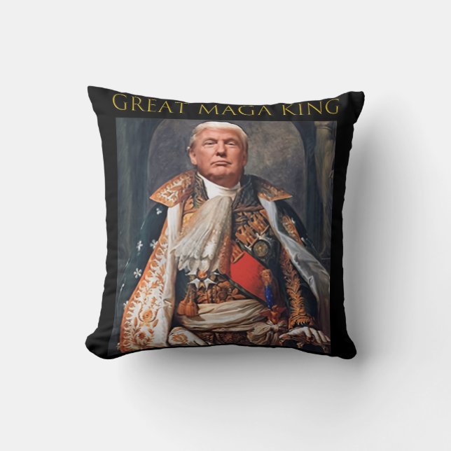 The Great Maga King Fun Trump Ultra Maga King  Throw Pillow (Front)