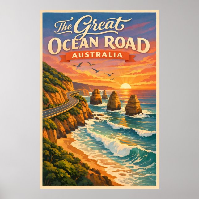 The Great Ocean Road Australia - Vintage Poster (Front)