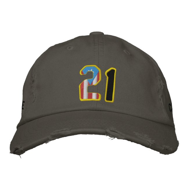 The Great One Number 21 Embroidered Distressed Hat (Front)