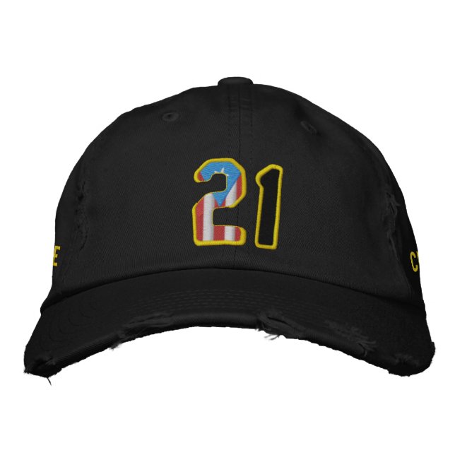 The Great One Number 21 Embroidered Distressed Hat (Front)