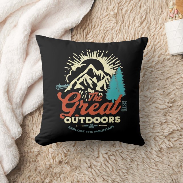 The Great Outdoors: Explore the Mountain design Throw Pillow (Blanket)