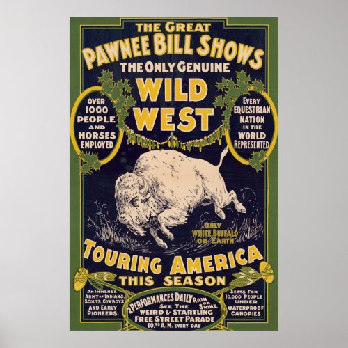 The Great Pawnee Bill Shows Vintage Circus Poster
