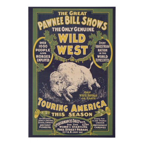The Great Pawnee Bill Shows Vintage Circus Poster Faux Canvas Print