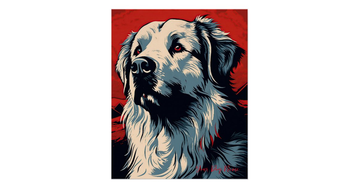 The Great Pyrenees Dog, Red and Black 004 - Ulises Poster | Zazzle
