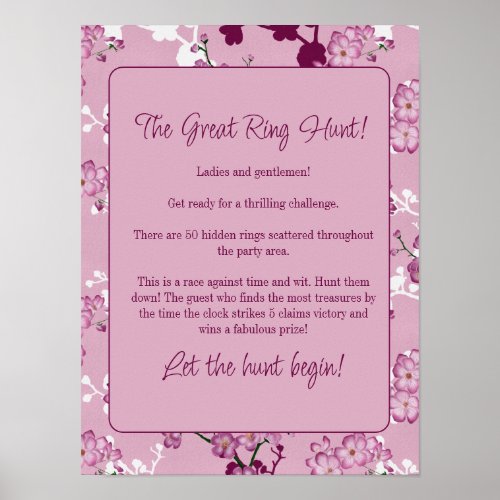 The Great Ring Hunt Game _ Pink Cherry Blossoms  Poster