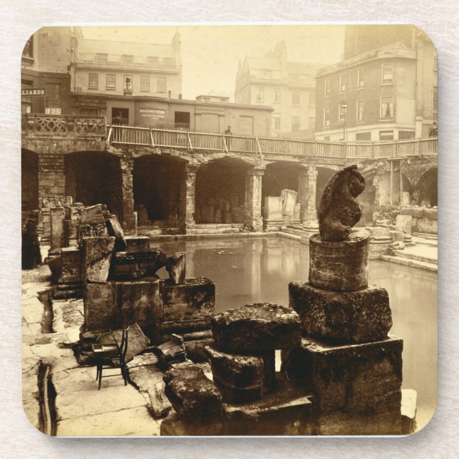 The Great Roman Bath, Bath (b/w photo) Drink Coaster (Front)
