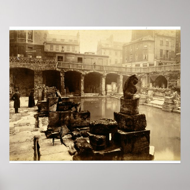 The Great Roman Bath, Bath (b/w photo) Poster (Front)