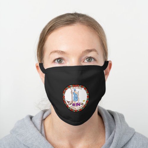 The great seal of Virginia Black Cotton Face Mask