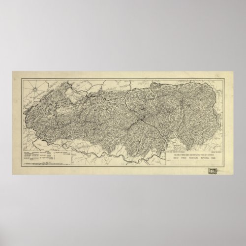 The Great Smoky Mountains National Park Map 1935 Poster