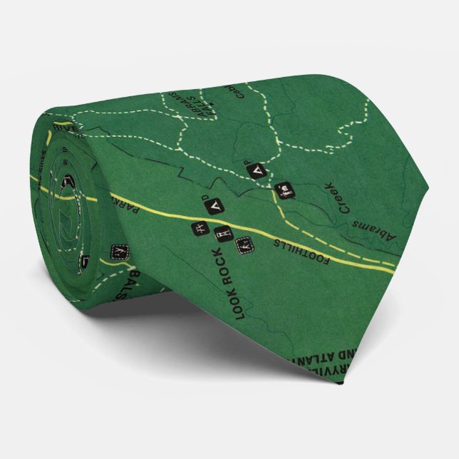 The Great Smoky Mountains National Park Map (1971) Neck Tie (Rolled)