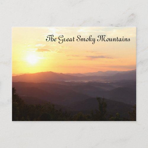 The Great Smoky Mountains TN Sunrise Postcard