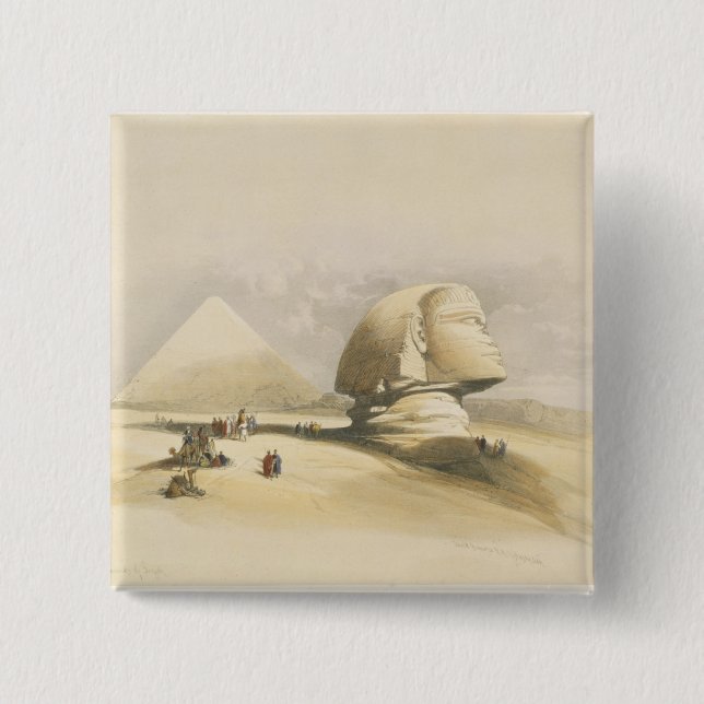 The Great Sphinx and the Pyramids of Giza, from "E Pinback Button (Front)
