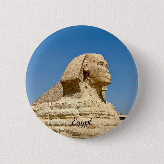 The Great Sphinx of Giza against a clear blue sky, Button (Front)