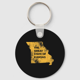 The Great State Of Kansas Missouri Map Keychain