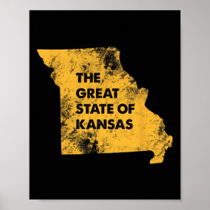 The Great State Of Kansas Missouri Map Poster