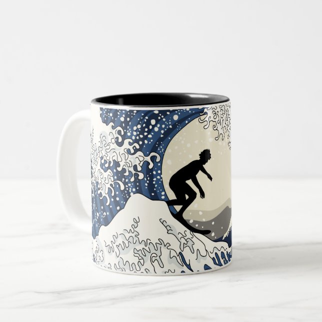 The Great Surfer of Kanagawa Two-Tone Coffee Mug (Front Left)